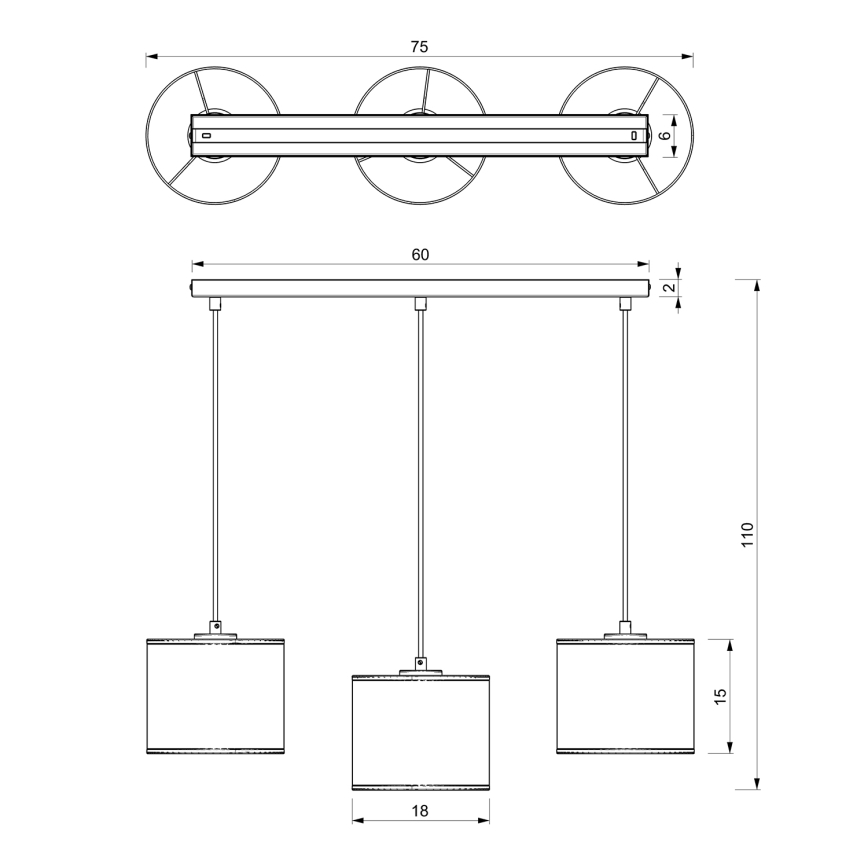 Подвесная люстра LOFT SHADE 3xE27/60W/230V черная/золотая