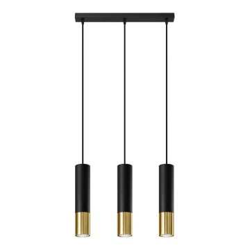 Подвесная люстра LOOPEZ 3xGU10/10W/230V черный/золотистый