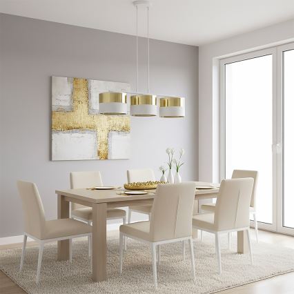 Подвесная люстра LUX на тросе 3xE27/15W/230V белая/золотая