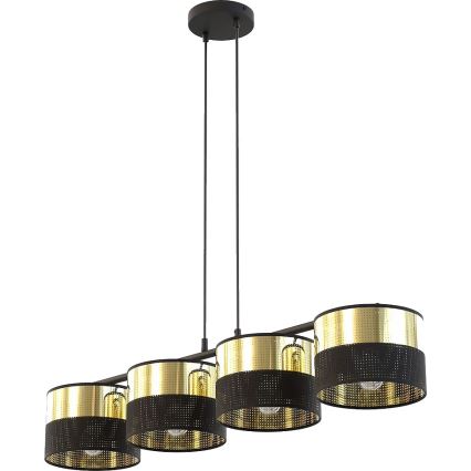Подвесная люстра LUX на тросе 4xE27/15W/230V чёрный/золотой