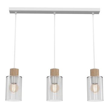 Подвесная люстра MADERA 3xE27/60W/230V белый/дерево