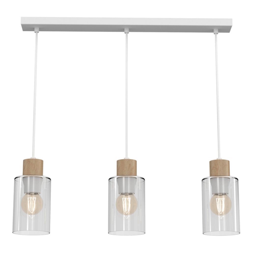 Подвесная люстра MADERA 3xE27/60W/230V белый/дерево