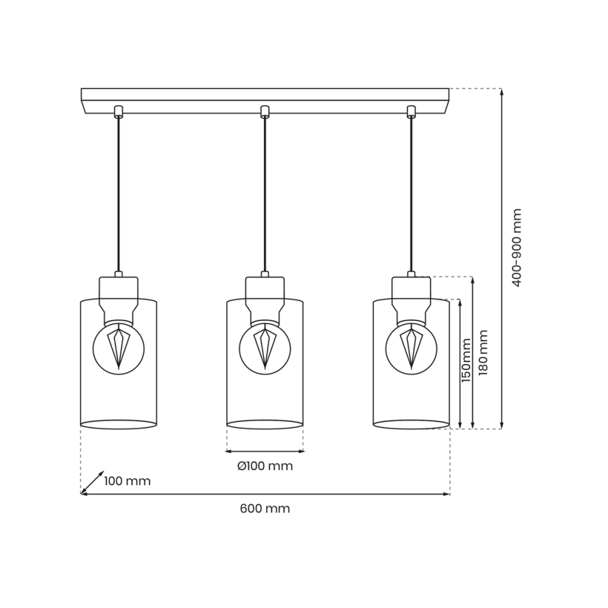 Подвесная люстра MADERA 3xE27/60W/230V белый/дерево