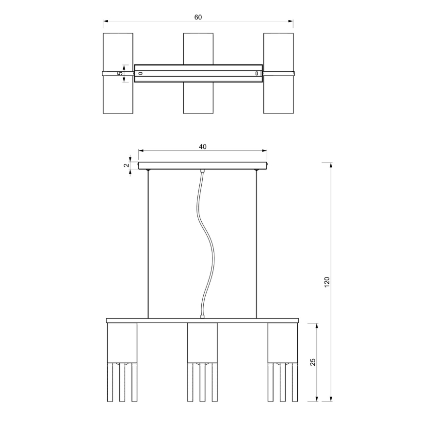 Подвесная люстра MALM 3xE27/60W/230V