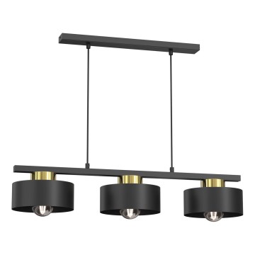 Подвесная люстра MARTI 3xE27/15W/230V черный/золотистый