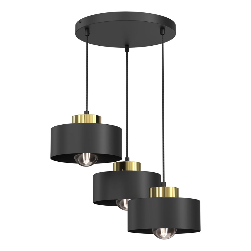 Подвесная люстра MARTI 3xE27/15W/230V черный/золотистый
