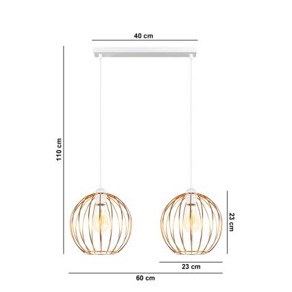 Подвесная люстра MATT 2xE27/60W/230V белая/медная