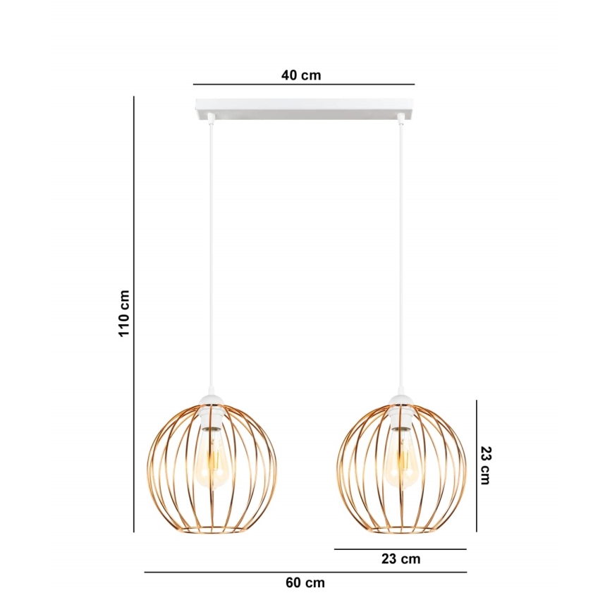 Подвесная люстра MATT 2xE27/60W/230V белая/медная