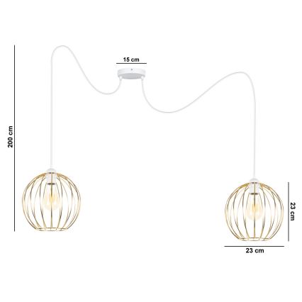 Подвесная люстра MATT 2xE27/60W/230V паук белый/золотистый
