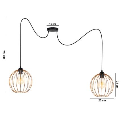 Подвесная люстра MATT 2xE27/60W/230V паук черный/медный