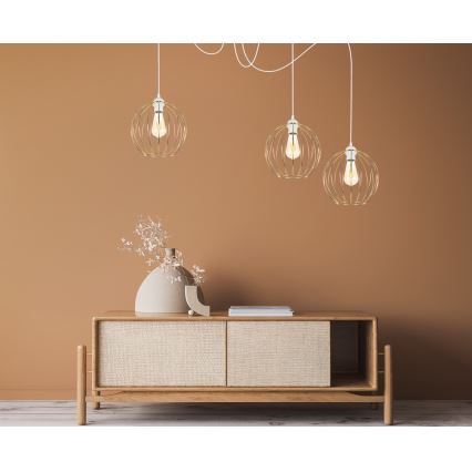 Подвесная люстра MATT 3xE27/60W/230V паук белый/золотистый