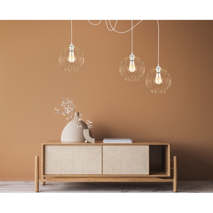Подвесная люстра MATT 3xE27/60W/230V паук белый/золотистый