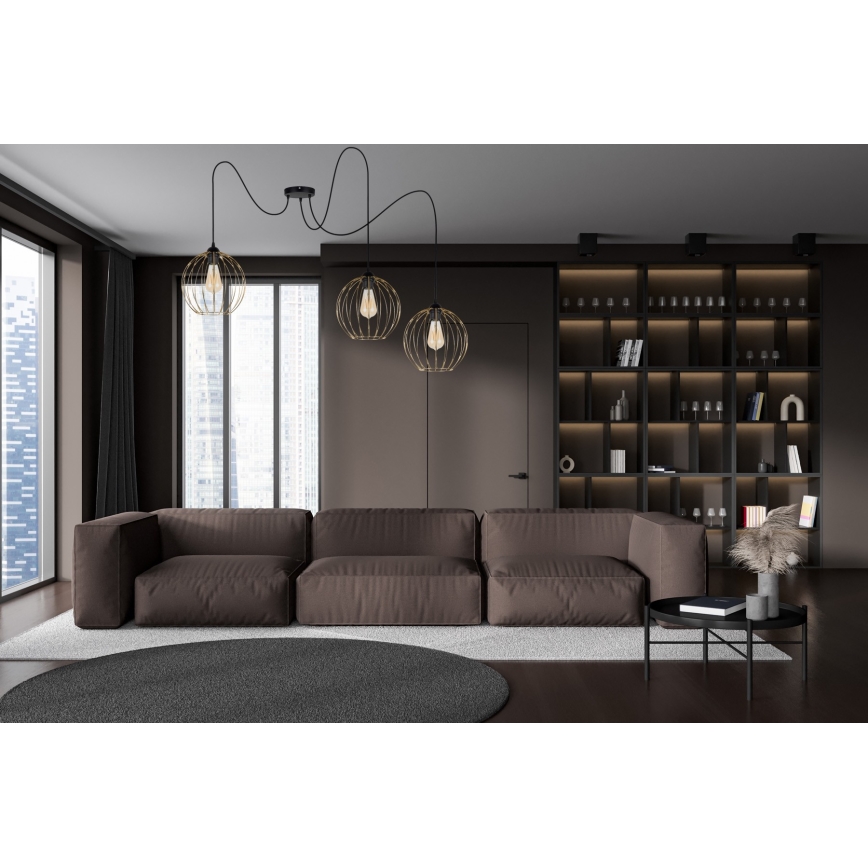 Подвесная люстра MATT 3xE27/60W/230V паук черный/золотистый