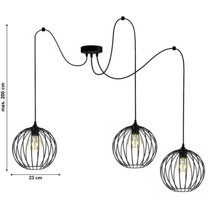 Подвесная люстра MATT 3xE27/60W/230V паук