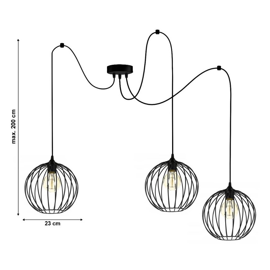 Подвесная люстра MATT 3xE27/60W/230V паук