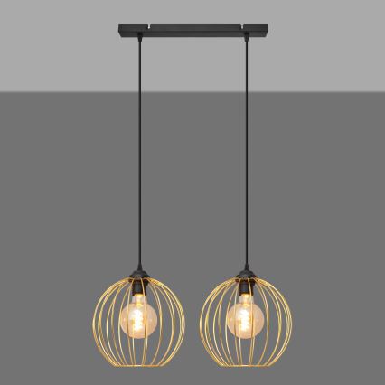 Подвесная люстра MERCURE 2xE27/15W/230V золотистый/черный