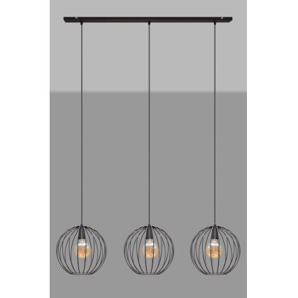 Подвесная люстра MERCURE 3xE27/15W/230V черная