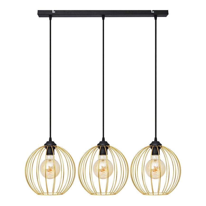 Подвесная люстра MERCURE 3xE27/15W/230V золотистый/черный