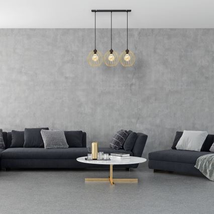 Подвесная люстра MERCURE 3xE27/15W/230V золотистый/черный