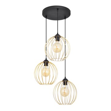 Подвесная люстра MERCURE 3xE27/15W/230V золотистый/черный