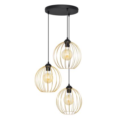 Подвесная люстра MERCURE 3xE27/15W/230V золотистый/черный