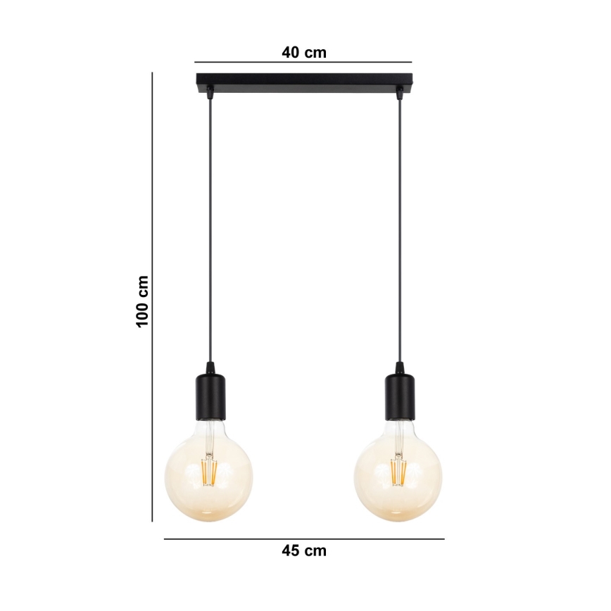 Подвесная люстра MIROS 2xE27/60W/230V черная