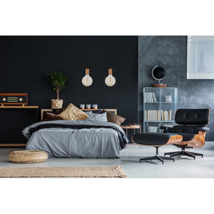 Подвесная люстра MIROS 2xE27/60W/230V черная/медь