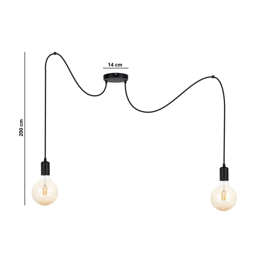 Подвесная люстра MIROS 2xE27/60W/230V паук черный