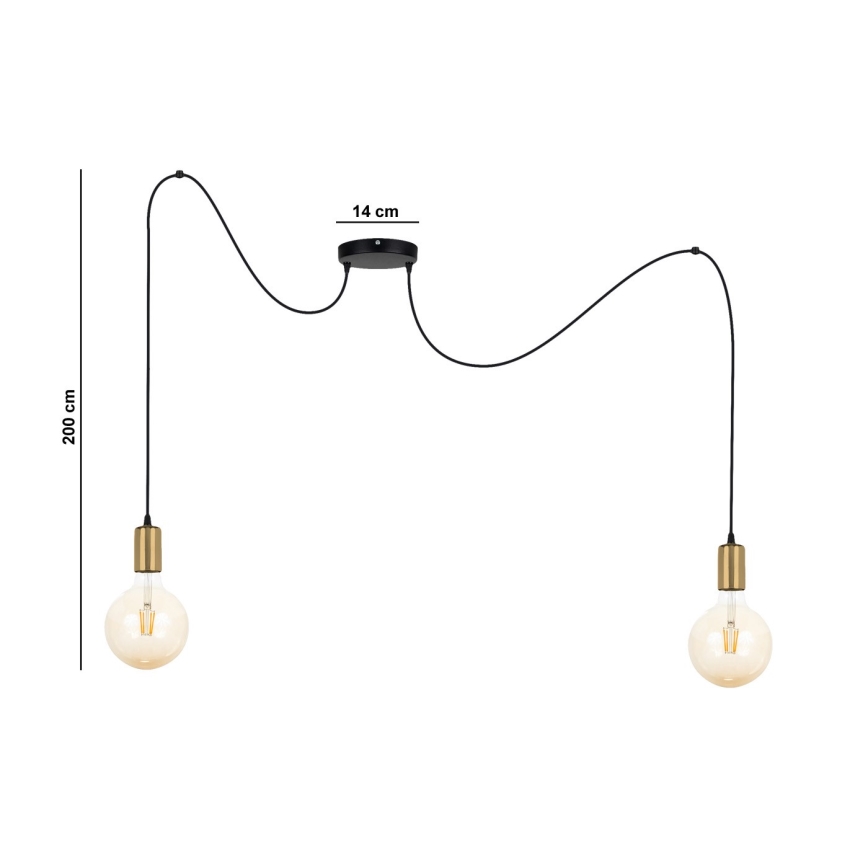 Подвесная люстра MIROS 2xE27/60W/230V паук черный/золотистый