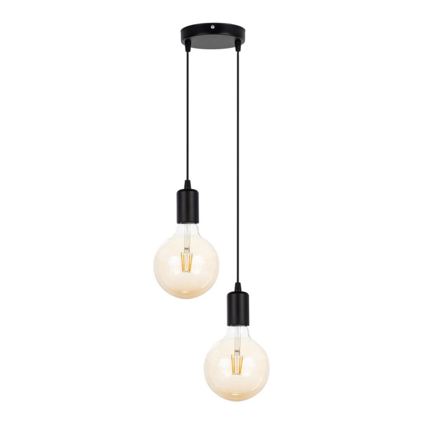 Подвесная люстра MIROS 2xE27/60W/230V круглый черная