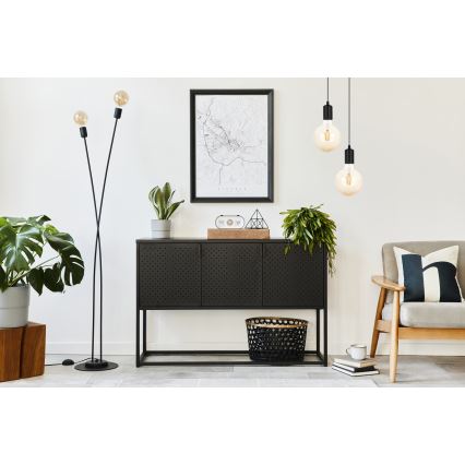 Подвесная люстра MIROS 2xE27/60W/230V круглый черная