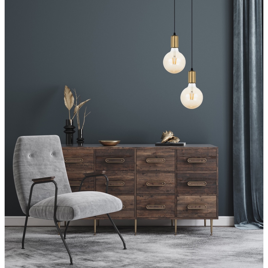 Подвесная люстра MIROS 2xE27/60W/230V круглый черная/золотая