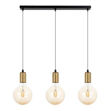 Подвесная люстра MIROS 3xE27/60W/230V черная/золотая