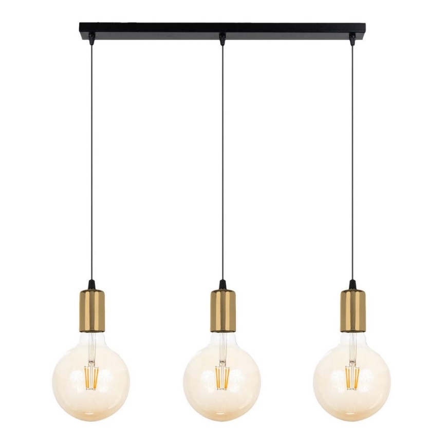 Подвесная люстра MIROS 3xE27/60W/230V черная/золотая