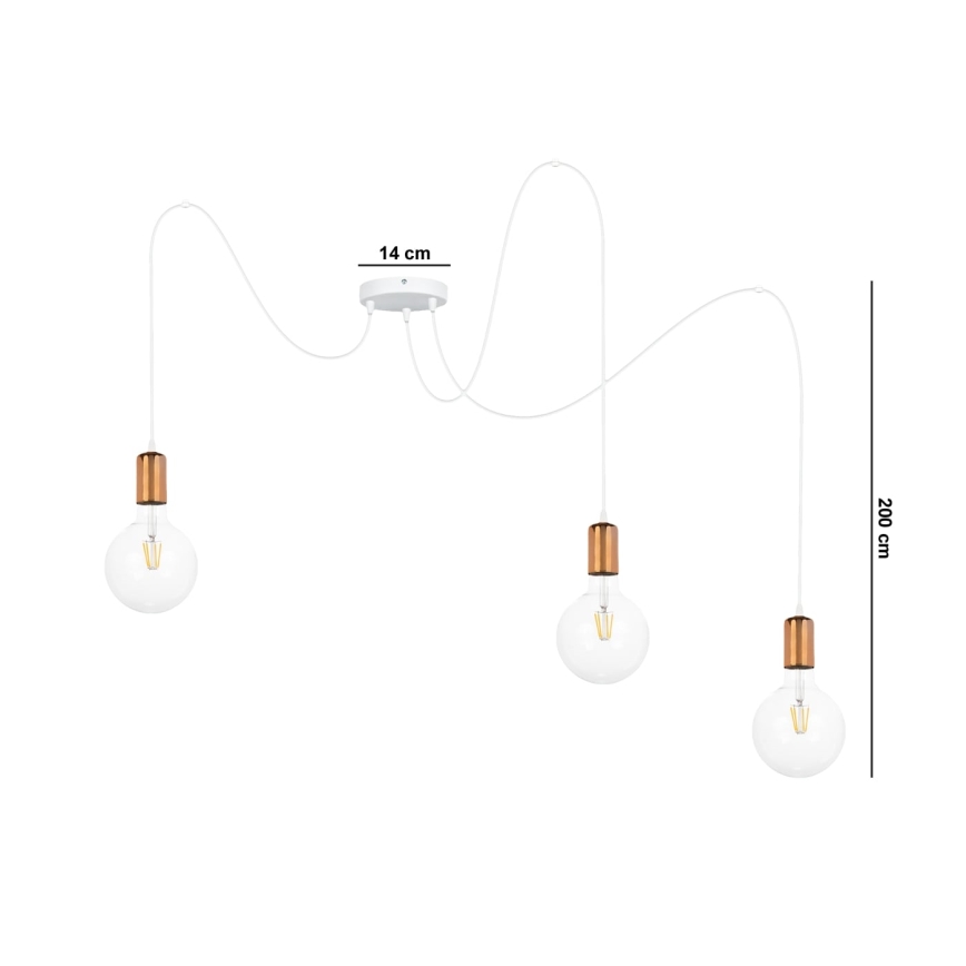 Подвесная люстра MIROS 3xE27/60W/230V паук белый/медный