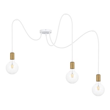 Подвесная люстра MIROS 3xE27/60W/230V паук белый/золотистый