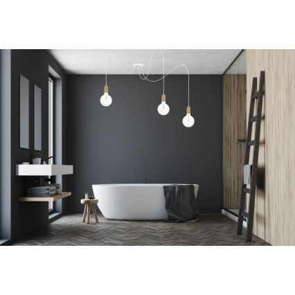 Подвесная люстра MIROS 3xE27/60W/230V паук белый/золотистый
