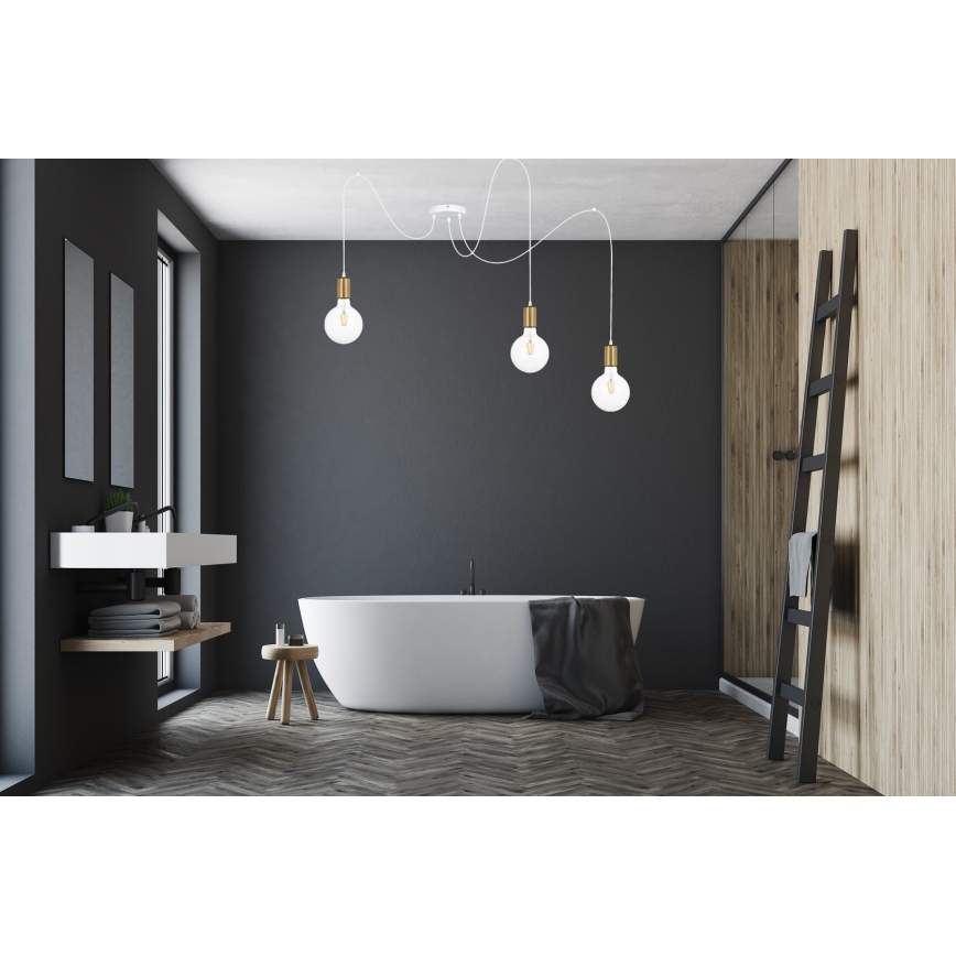 Подвесная люстра MIROS 3xE27/60W/230V паук белый/золотистый