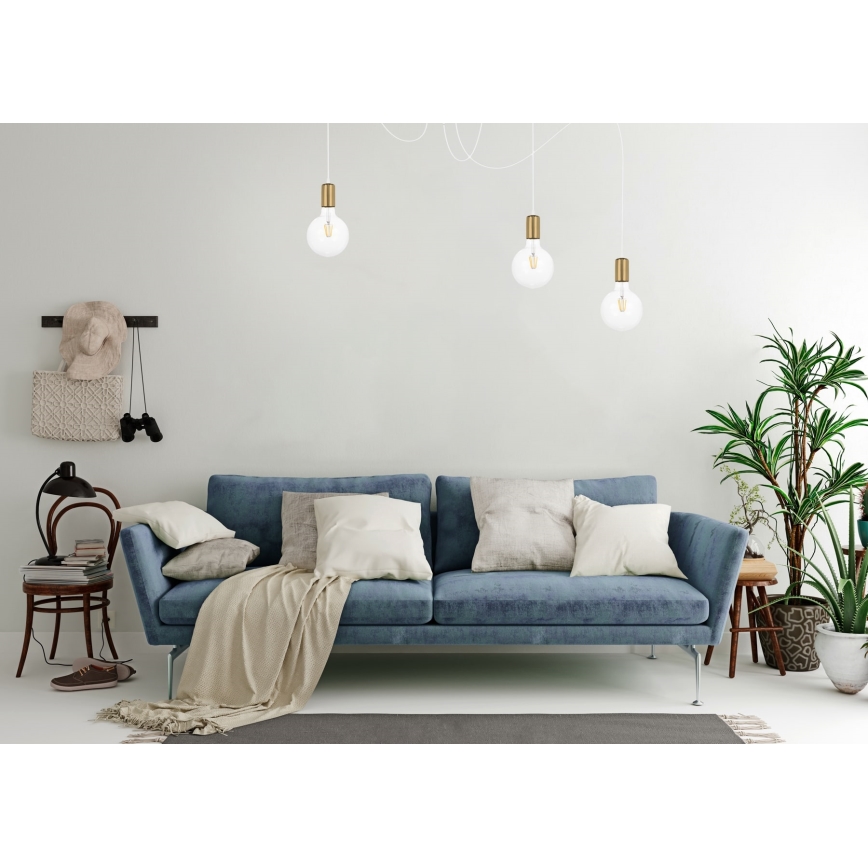 Подвесная люстра MIROS 3xE27/60W/230V паук белый/золотистый