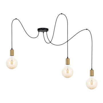 Подвесная люстра MIROS 3xE27/60W/230V паук черный/золотистый