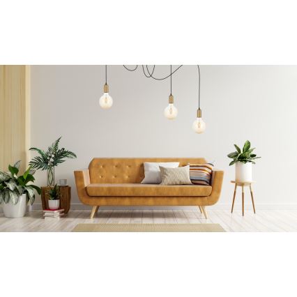 Подвесная люстра MIROS 3xE27/60W/230V паук черный/золотистый