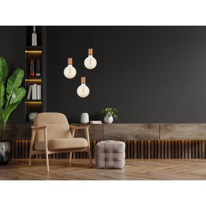 Подвесная люстра MIROS 3xE27/60W/230V круглая черная/медь