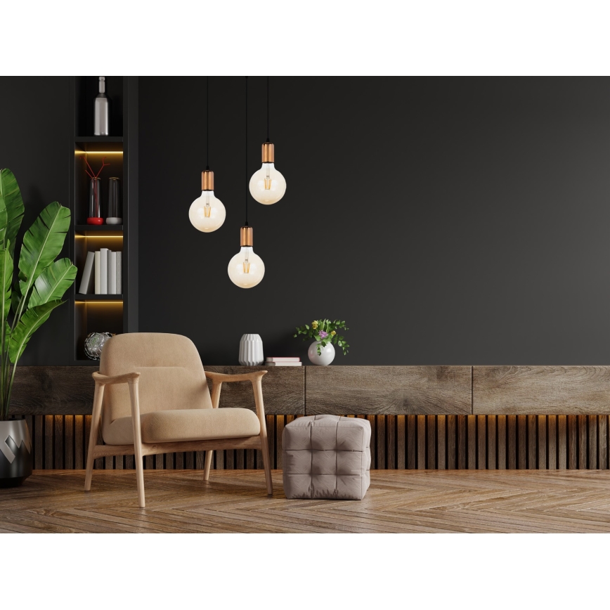 Подвесная люстра MIROS 3xE27/60W/230V круглая черная/медь