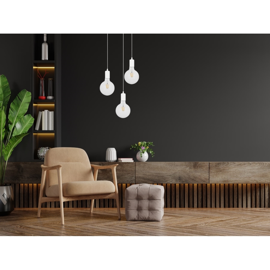 Подвесная люстра MIROS 3xE27/60W/230V круглый белый