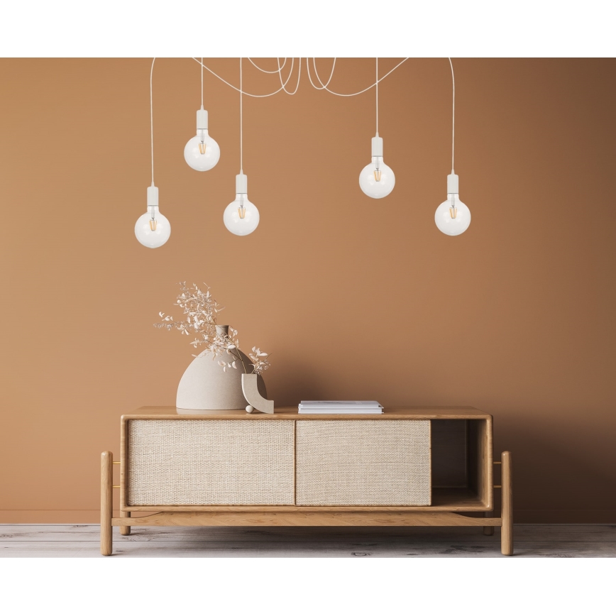 Подвесная люстра MIROS 5xE27/60W/230V паук белый
