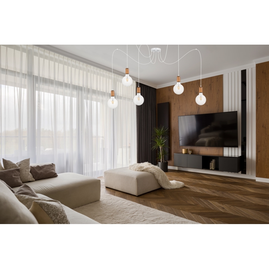 Подвесная люстра MIROS 5xE27/60W/230V паук белый/медный