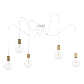 Подвесная люстра MIROS 5xE27/60W/230V паук белый/золотистый