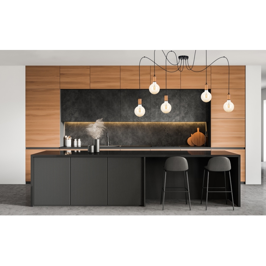 Подвесная люстра MIROS 5xE27/60W/230V паук черный/медный