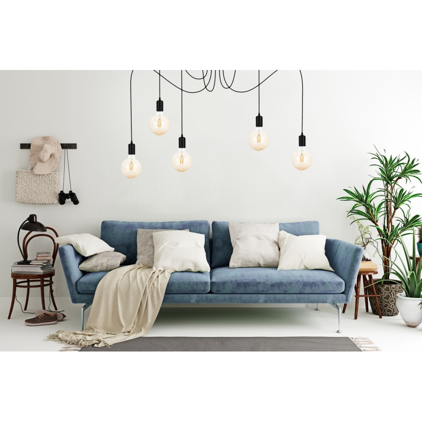 Подвесная люстра MIROS 5xE27/60W/230V паук черный