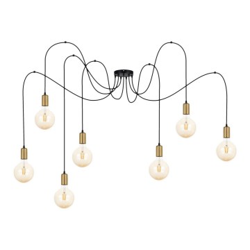 Подвесная люстра MIROS 7xE27/60W/230V паук черный/золотистый